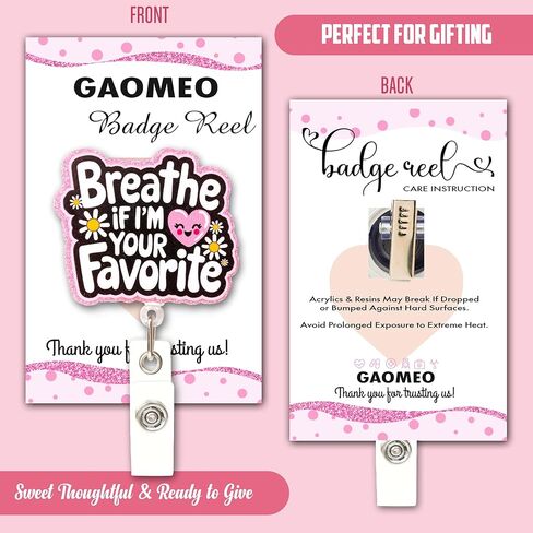 Cute & Funny “Breathe If I’m Your Favorite" Nurse Badge Reel – Retractable ID Holder for Nurses, Teachers & Students, Daisy & Pink Heart Clip, Nursing Accessories & Cute Nurse Gifts in Saudi Arabia