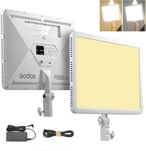 GODOX P260C Pro 45W LED Video Light Panel, Bi-Color 2800K-6500K,CRI/TLCI 98+,NFC Automatic Pairing,with NP-F970 Battery for Photography, Studio Video Lighting, TikTok, YouTube, Vlog, Live Stream in Kuwait