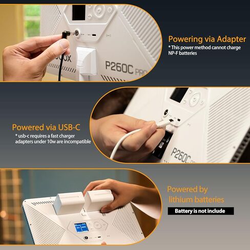 GODOX P260C Pro 45W LED Video Light Panel, Bi-Color 2800K-6500K,CRI/TLCI 98+,NFC Automatic Pairing,with NP-F970 Battery for Photography, Studio Video Lighting, TikTok, YouTube, Vlog, Live Stream in Kuwait