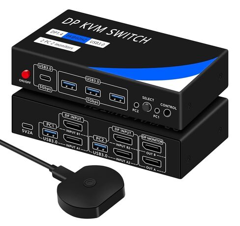 USB 3.0 switcher 2 Computers Keyboard and Mouse Switch for Two Computers USB Switch USB-A*3&USB-C*1,USB kvm Switch 1 Keyboard 2 Computers Switch USB switches,with Desktop Controller and 2 USB Cables in Saudi Arabia