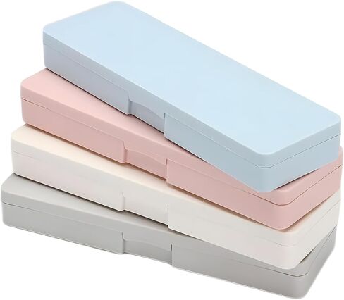 Pencil Box Plastic Pencil Box- 4 Pack Pencil Box Hard Pencil Case Crayon Box with Snap Tight Lid Plastic Pencil Boxes Stackable Design Office Supplies Storage Organizer Box in Saudi Arabia