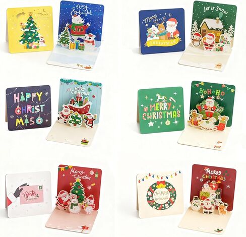 بطاقات عيد الميلاد الممتعة من RONIAVL مع مغلفات وملصقات، 10 تصميمات لطيفة لبطاقات تهنئة عيد الميلاد السعيدة، 4 × 6، هدية عيد الميلاد المدروسة للعائلة والأصدقاء والفتيان والفتيات - فارغة من الداخل in Kuwait