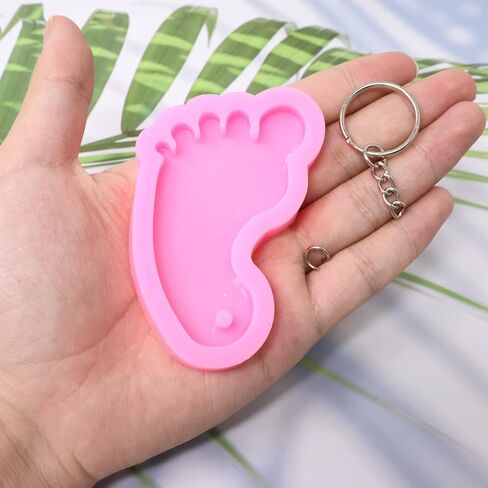 2PCS Cute Foot Shape Silicone Molds Fun 3D Feet Keychain Resin Pendant Molds with 12PCS Key Rings for DIY Kechain Backpack Purse Decoration Luggage Tag Crafts Making in Saudi Arabia