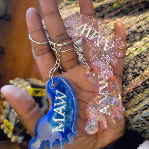 2PCS Cute Foot Shape Silicone Molds Fun 3D Feet Keychain Resin Pendant Molds with 12PCS Key Rings for DIY Kechain Backpack Purse Decoration Luggage Tag Crafts Making in Saudi Arabia