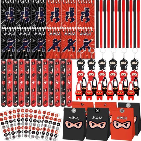 84pcs Karate Party Favor Colorful Karate Paper Bag Notepad Pen Slap Bracelets Key Chain TPR Stretchy Flying Toys Stickers Karate Party Supplies for Boys Girls Birthday Classroom Activities Party Kits in Kuwait