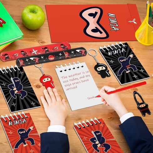 84pcs Karate Party Favor Colorful Karate Paper Bag Notepad Pen Slap Bracelets Key Chain TPR Stretchy Flying Toys Stickers Karate Party Supplies for Boys Girls Birthday Classroom Activities Party Kits in Kuwait