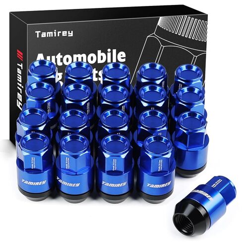 20pcs M12x1.5 Lug Nuts with Forged Aluminum Alloy Material Shell, 24 mm width/42mm Height, Compatible with 2004-2022 Honda Civic, 2015-2018 Ford Focus, 1994-2013 Chevy Impala (Blue) in Kuwait