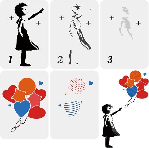 مجموعة استنسل FINGERINSPIRE Banksy - 5 تصميمات ذات طبقات مقاس 11.7 × 8.3 بوصة قابلة لإعادة الاستخدام للجدار والأثاث والخشب والورق in Saudi Arabia