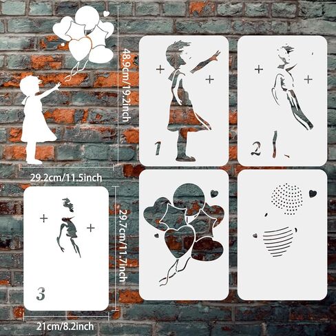 مجموعة استنسل FINGERINSPIRE Banksy - 5 تصميمات ذات طبقات مقاس 11.7 × 8.3 بوصة قابلة لإعادة الاستخدام للجدار والأثاث والخشب والورق in Saudi Arabia
