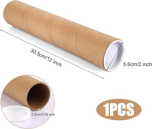 Kraft Mailing Tube with Caps, 2x12 Inch Cardboard Poster Tube for Mailing Tube Mailers Paper Poster Tube for Shipping Posters Maps Documents Blueprint Artworks in Saudi Arabia