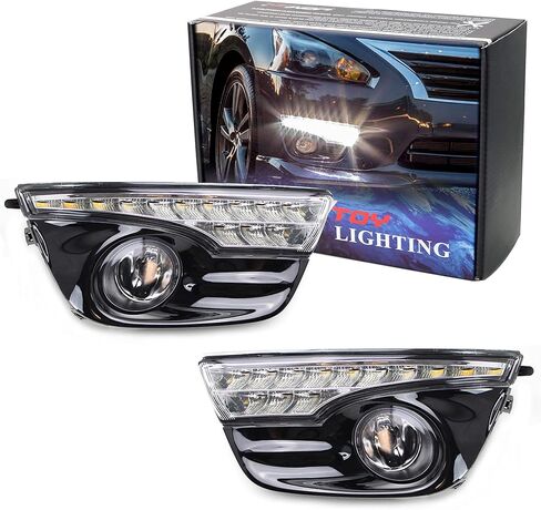 iJDMTOY Switchback LED Daytime Running Light Kit & Clear Lens Fog Light Combo Compatible With 2013-2015 Nissan Altima, Includes White/Amber LED DRL, Pair Halogen Fog Lights, Bezels & Wiring, Switch in Saudi Arabia