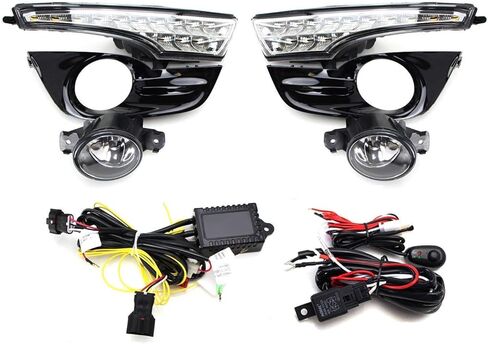 iJDMTOY Switchback LED Daytime Running Light Kit & Clear Lens Fog Light Combo Compatible With 2013-2015 Nissan Altima, Includes White/Amber LED DRL, Pair Halogen Fog Lights, Bezels & Wiring, Switch in Saudi Arabia