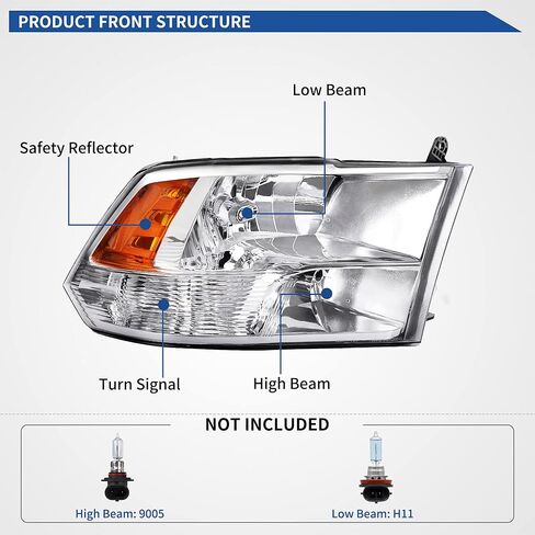 oEdRo Headlight Assembly Compatible with 2005 2006 2007 Ford F250 F350 F450 F550 Super Duty/2005 Excursion, Headlamp with Amber Reflector, Clear Lens Black Housing in Saudi Arabia