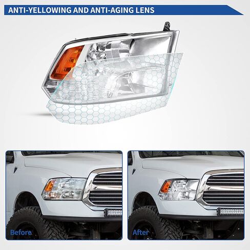 oEdRo Headlight Assembly Compatible with 2005 2006 2007 Ford F250 F350 F450 F550 Super Duty/2005 Excursion, Headlamp with Amber Reflector, Clear Lens Black Housing in Saudi Arabia