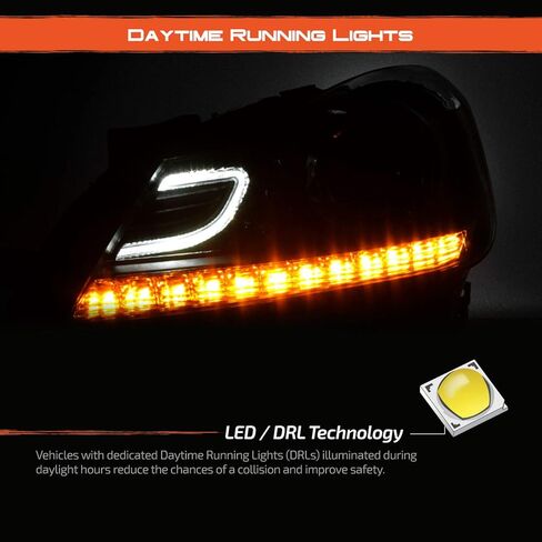 AKKON - Fits 2012 2013 2014 Mercedes W204 C-Class 2015 Benz C250 C350 AMG Projector LED DRL Black Headlights Pair Left+Right in Saudi Arabia