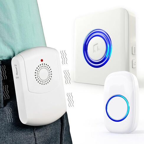 Wireless Caregiver Call Button System - Medical Alert System for Seniors & Elderly Care - Caregiver Pagers and Beepers w/ Flashing LED for Hearing Impaired, Belt Clip, Vibrating Receiver, Transmitter in Saudi Arabia