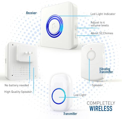 Wireless Caregiver Call Button System - Medical Alert System for Seniors & Elderly Care - Caregiver Pagers and Beepers w/ Flashing LED for Hearing Impaired, Belt Clip, Vibrating Receiver, Transmitter in Saudi Arabia