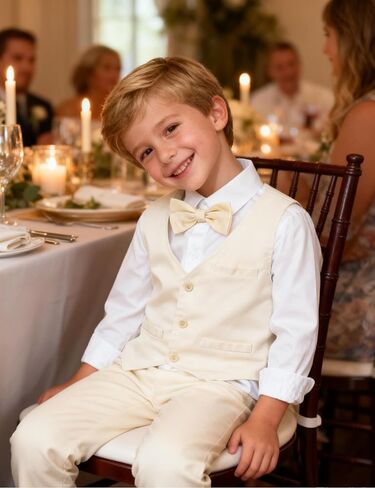 A&J DESIGN Toddler Boys Formal Clothes with Suspender Baby Wedding Outfit Kids Dress Suit Set in Kuwait