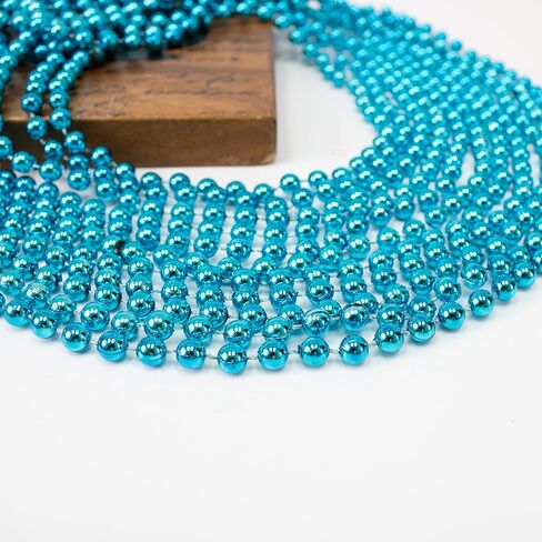 GiftExpress 72 pack Mardi Gras Beads Necklace, Metallic Silver Beaded Necklace, Mardi Gras Throws, Party Beads Costume Necklaces in Kuwait