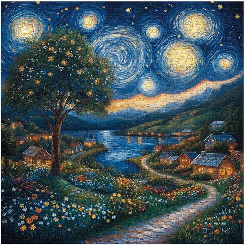 Camping Trippy Mystery Jigsaw Puzzle 1000 Piece for Adult, Magic Art Forest Scenery Painting Jigsaw Puzzles, Funny Pretty Aesthetic Landscape Puzzle in Kuwait