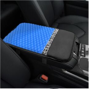 غطاء وحدة التحكم المركزية للسيارة من الجلد اللامع، واقي صندوق مقعد مسند الذراع المضاد للخدش مع حجر الراين اللامع، وسادة وسادة مسند الذراع المتلألئة المقاومة للماء ديكور داخلي لمعظم المركبات (أسود) in Kuwait