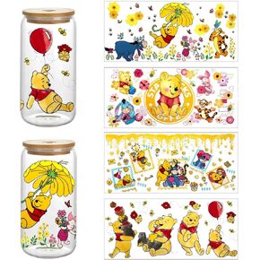 4PCS UV DTF Cup Wraps, Waterproof Tumbler Decal Stickers for 16OZ Glass Cups, DIY Heat Transfer Vinyl Stickers for Cups (Color 1) in Saudi Arabia