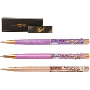 InnoBeta Christian Gifts, Floral Glitter Ballpoint Pen Set of 3, Spiritual Encouragement Inspirational Religious Pens in Kuwait