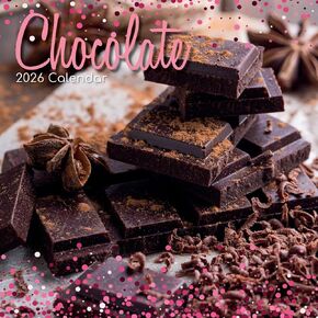 The Gifted Stationery 16-Month Square Wall Calendar 2026 - Calendar with Chocolate Theme Print - Hanging 2026 Planner with 180 Stickers - 12 x 12 in, Chocolate in Saudi Arabia