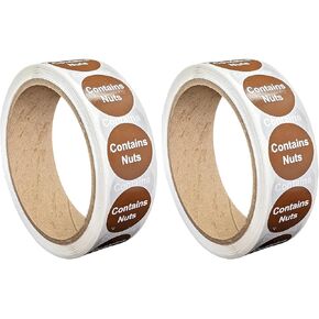 Contains Nuts Food Allergen Labeling Stickers, 1 Inch Round [500 Labels per Roll] in Saudi Arabia