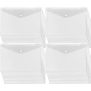 20 قطعة من الأظرف البلاستيكية الشفافة، مجلدات المستندات مع زر إغلاق سريع، حجم الحروف، حجم A4 مع جيب للملصق للمدرسة، المنزل، العمل المكتبي in Kuwait