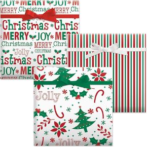 Oh So Merry Flat Wrap - Set of 3 Holiday Wrapping Paper, 22 by 34 Inch Sheets, Easy Storage in Saudi Arabia