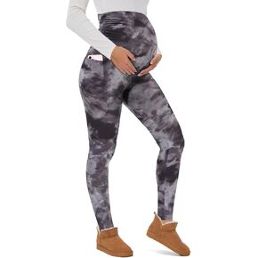 UBCUTE Maternity Fleece Lined Leggings with Pockets Over Belly,Thermal Womens Pregnancy Workout Pants Warm Winter in Saudi Arabia