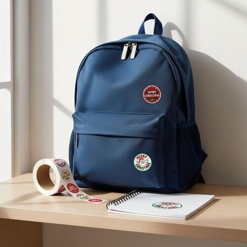 ملصقات عيد الميلاد من ستيكر جيت مقاس 2 × 2 بوصة، 500 قطعة ملصقات دائرية ذاتية اللصق لهدايا عيد الميلاد والحرف والأظرف - ملصقات ديكورات حفلات العطلات (5 تصميمات متنوعة) - الطراز 4 in Kuwait