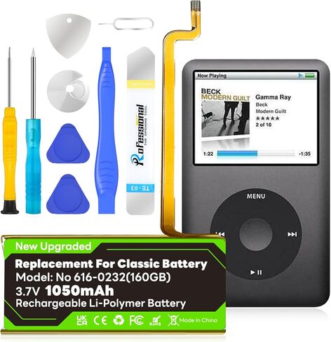 ترقية بطارية 750 مللي أمبير بديلة 616-0232 متوافقة مع iPod 5th - 7th Generation Video Classic A1136 A1238 6th 80GB 6.5th 120GB 7th 160GB 5th 30GB مع مجموعات أدوات الإصلاح in Saudi Arabia