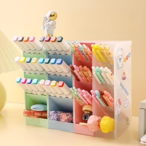Pencil Holder Slant Insert Multi-Compartment Pen Holder for Storage and Organization of Desktop Office Supplies-Small Green in Saudi Arabia