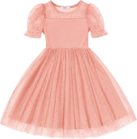 Arshiner Toddler Girls Tulle Summer Puff Sleeve Baby Girls Tutu Princess Party Casual Dress 2-6Y in Saudi Arabia