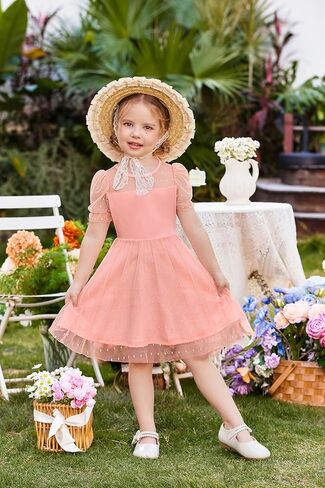 Arshiner Toddler Girls Tulle Summer Puff Sleeve Baby Girls Tutu Princess Party Casual Dress 2-6Y in Saudi Arabia
