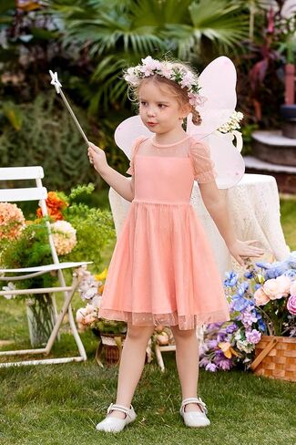 Arshiner Toddler Girls Tulle Summer Puff Sleeve Baby Girls Tutu Princess Party Casual Dress 2-6Y in Saudi Arabia