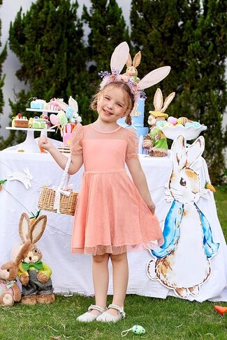 Arshiner Toddler Girls Tulle Summer Puff Sleeve Baby Girls Tutu Princess Party Casual Dress 2-6Y in Saudi Arabia