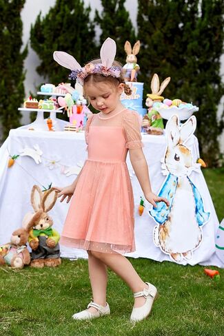 Arshiner Toddler Girls Tulle Summer Puff Sleeve Baby Girls Tutu Princess Party Casual Dress 2-6Y in Saudi Arabia