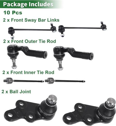 X AUTOHAUX 8pcs Front Suspension Kit Inner Outer Tie Rod End Front Sway Bar Link Ball Lower Joint for Ford Escape 2014-2018 No.K750802/EV800898/ES800955 in Saudi Arabia
