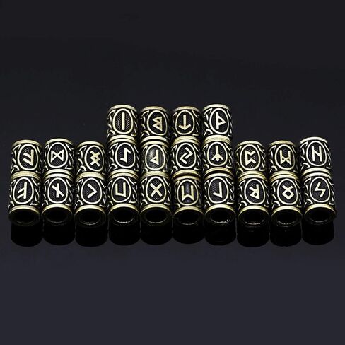 24 Pieces Norse Viking Rune Beads Hair Beard Pendant Bracelet Antique DIY Bracelet Hair Beards Making in Saudi Arabia
