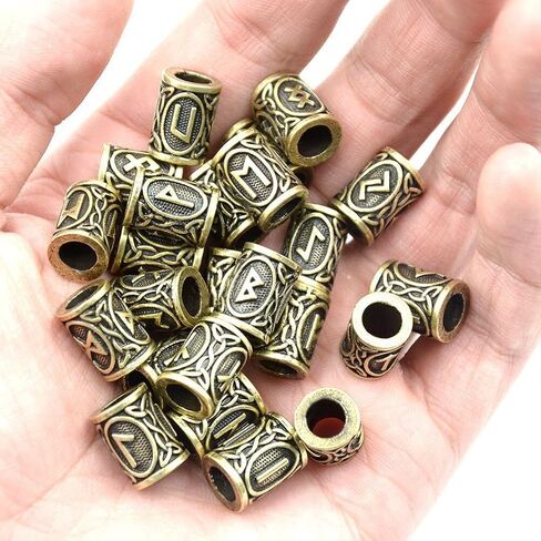 24 Pieces Norse Viking Rune Beads Hair Beard Pendant Bracelet Antique DIY Bracelet Hair Beards Making in Saudi Arabia