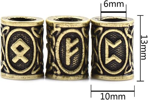24 Pieces Norse Viking Rune Beads Hair Beard Pendant Bracelet Antique DIY Bracelet Hair Beards Making in Saudi Arabia