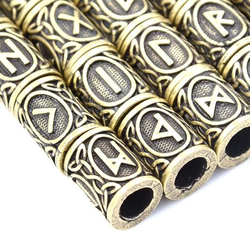 24 Pieces Norse Viking Rune Beads Hair Beard Pendant Bracelet Antique DIY Bracelet Hair Beards Making in Saudi Arabia