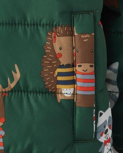 سترة منتفخة متوسطة الوزن للأولاد والأطفال الصغار من The Children's Place، مقاومة للرياح والماء، بلون اللبلاب الداكن in Kuwait