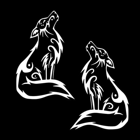 ملصق سيارة من الفينيل مطبوع عليه Wolf Howling - مقاس 4.13 بوصة × 6.3 بوصة للسيارات والشاحنات وسيارات الدفع الرباعي والنوافذ والمصدات واللوبتوبس - تصميم مغامرة برية مقاوم للماء | #AZ82 (أبيض) in Kuwait