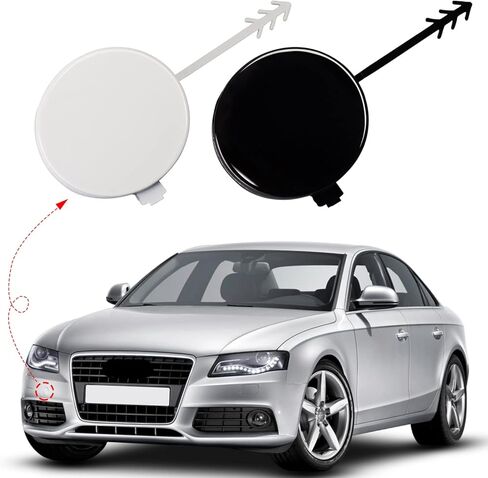 Front Bumper Tow Hook Cover Towing Eye Cap Fit for Audi A4 B8 2008 2009 2010 2011 2012 8K0807241 8K0807241GRU (White, Right Passenger Side) Xinpinsai in Saudi Arabia