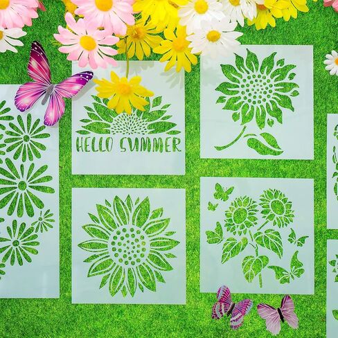 9 Pieces Reusable Painting Stencil Tropical Stencil Plastic Paint Stencils Summer Pattern Drawing Templates Stencils Reusable Craft for Painting(Leaves,5.9 x 5.9 Inches, 11 x 8.3 inches) in Saudi Arabia