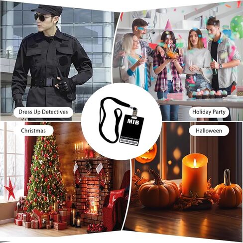 حامل شارة الهوية للرجال باللون الأسود، بطاقة شارة الهوية مع حبال، دعامات شارة زخرفية مقاومة للماء قابلة للفصل، حامل شارة الهوية للرجال باللون الأسود مناسب للمكتب، عيد الميلاد، الهالوين، الحفلات، عبوتان in Kuwait